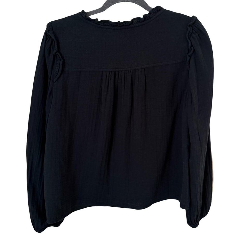 Gap Black Gauze Cotton Minimalist Basic Classic Casual Blouse Top Large - Picture 3 of 6